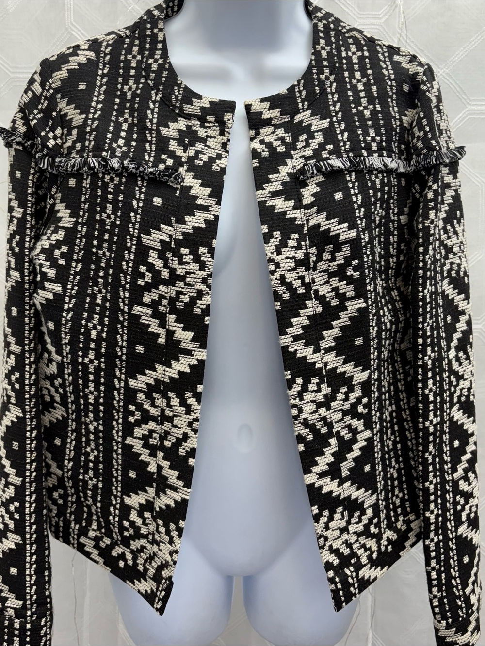 Who What Wear Southwestern Fringe Detail Ikat Woven Size Small Boho Chic Jacket